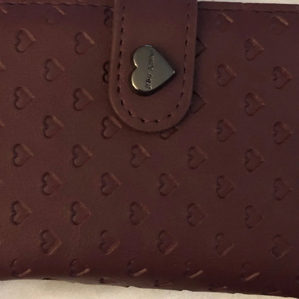 Betsey Johnson XOLEAH Cherry Card Case Wallet Embossed Heart Pattern + Strap NWT